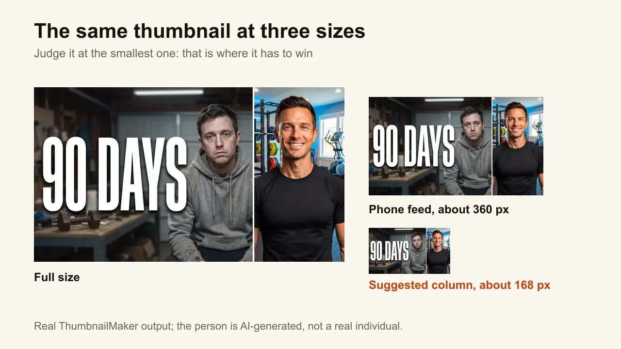 The same thumbnail at full size, at about 360 pixels for the phone feed and about 168 pixels for the suggested column