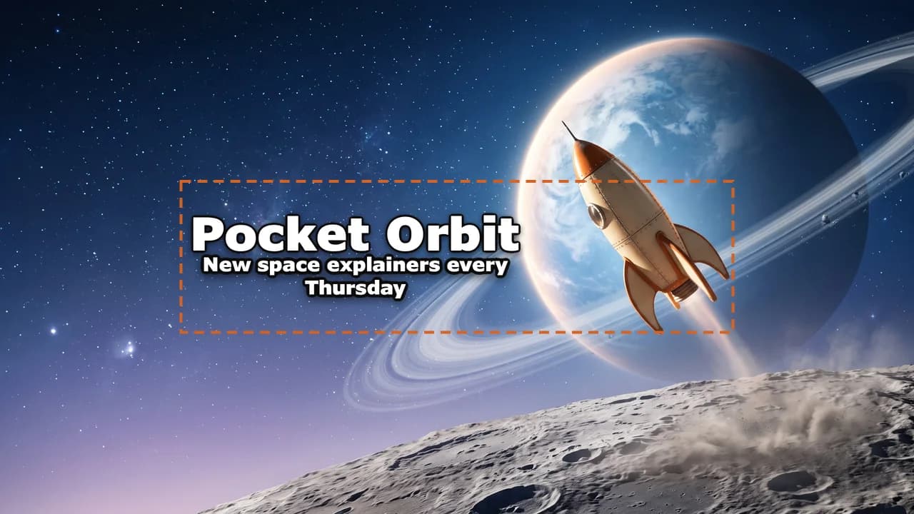 AI-generated banner for an invented space channel, its name and schedule inside the safe area outlined in orange